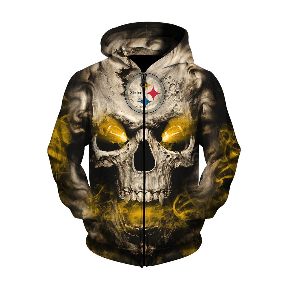 Pittsburgh Steelers zipper Hoodie Eye Rugby Ball Skull Hoodies 1000x