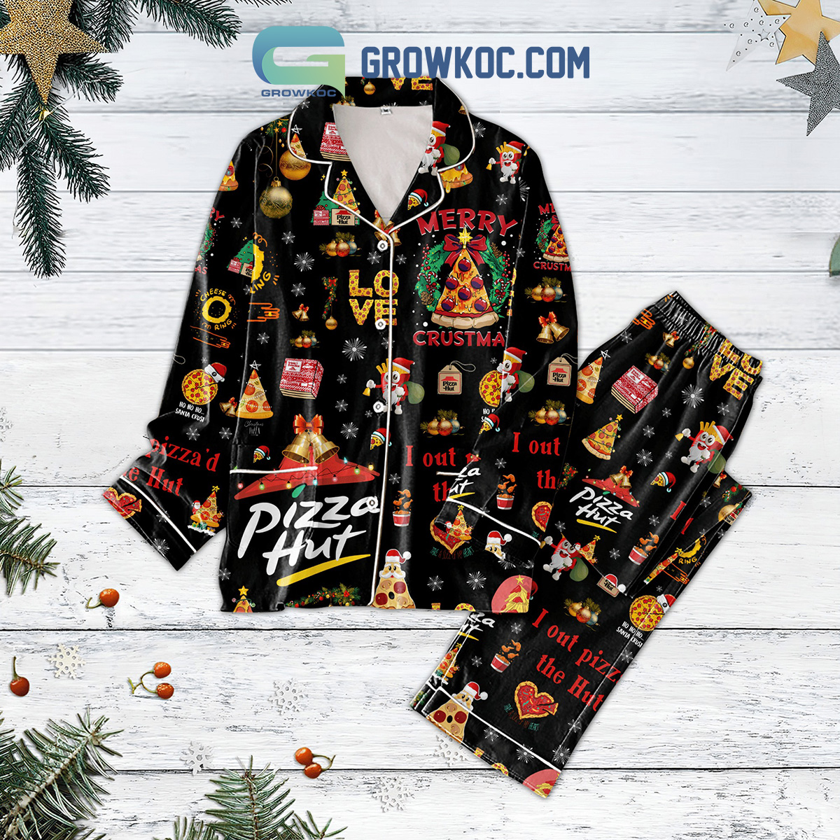 Pizza Hut Merry Crustmas Pajamas Set2B1 uD8ei