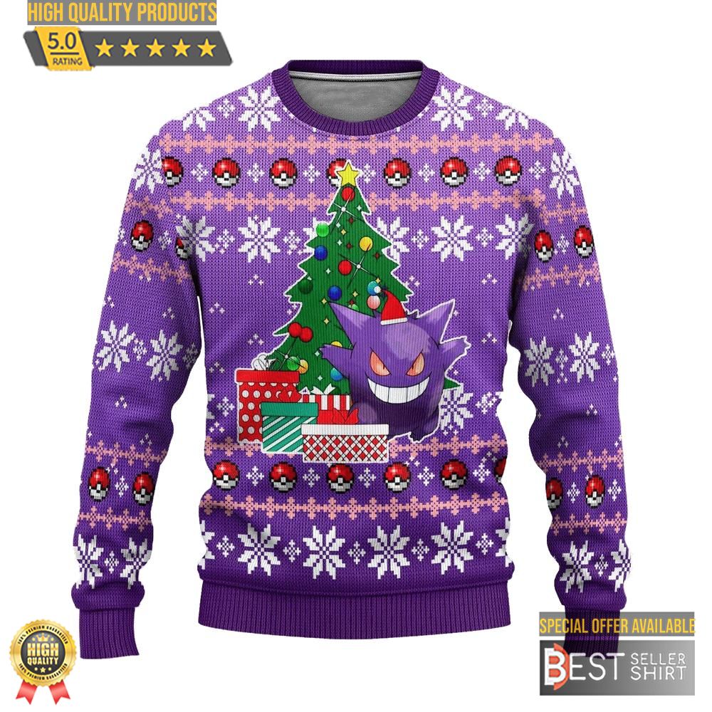 Pokemon Anime Gengar Ugly Sweater Christmas Gifts 1