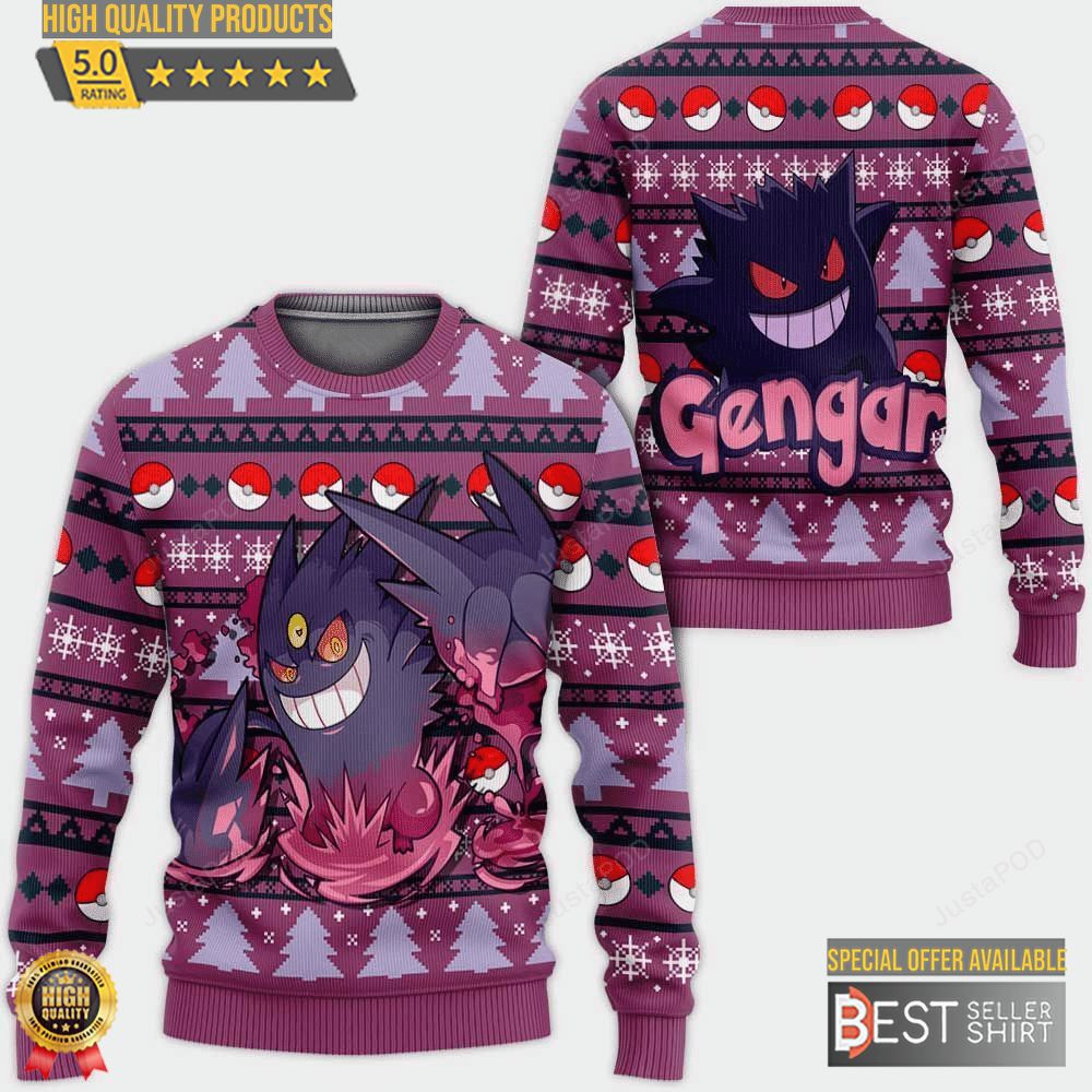 Pokemon Anime Gengar Ugly Sweater Gifts Christmas Gifts 1