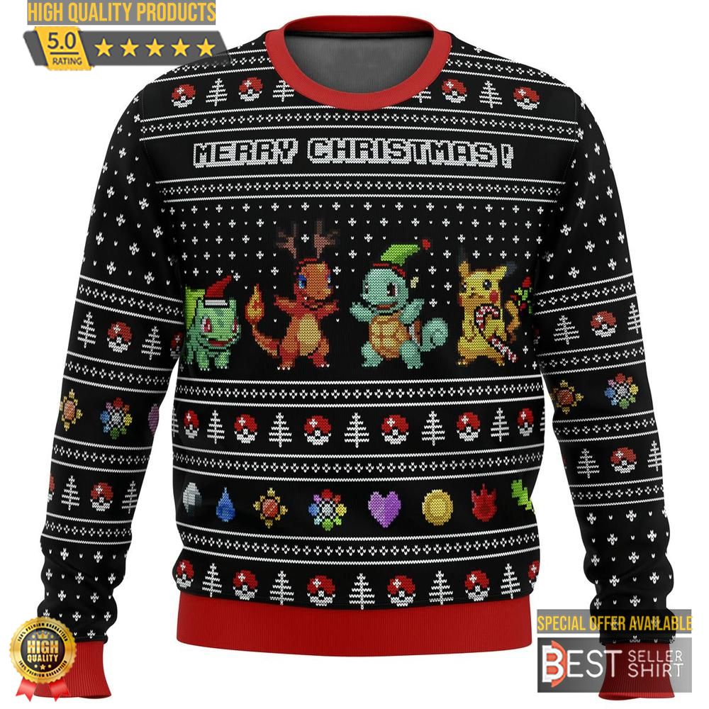 Pokemon Anime Kanto Starters Ugly Sweater Gifts Christmas Gifts 1