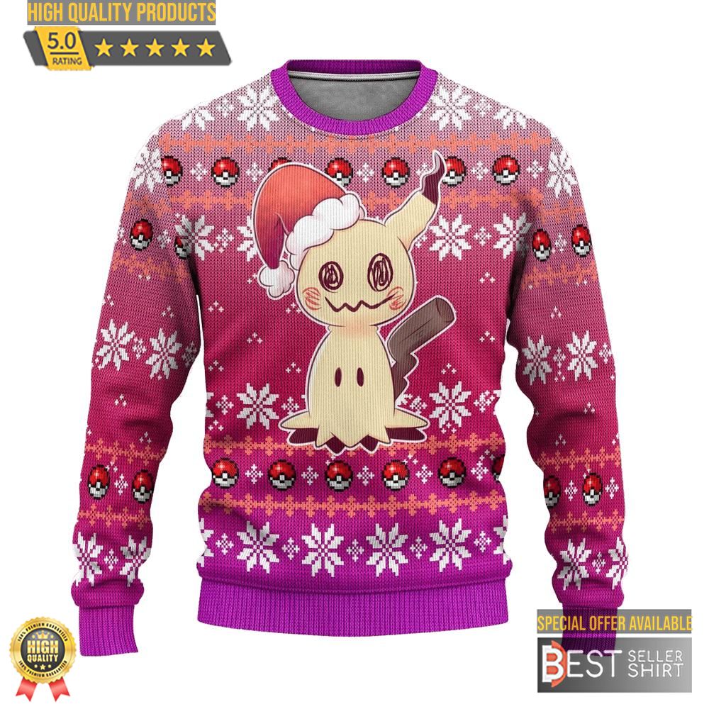 Pokemon Anime Mimikyu Ugly Sweater Gifts Christmas Gifts 1