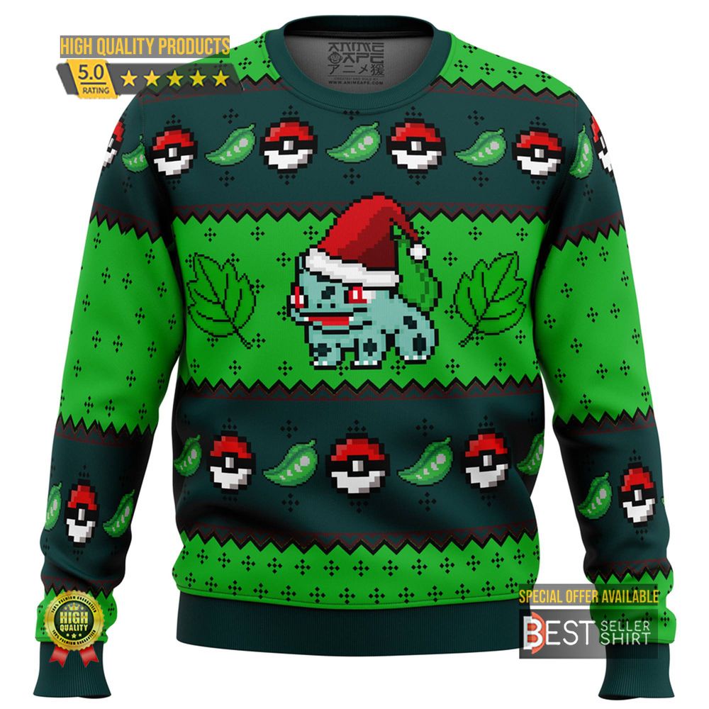 Pokemon Ugly Christmas Sweatshirt Bulbasaur Ivysaur Venusaur Ugly Sweater Eevee Evolution Japanese Anime Ugly Xmas Sweatshirt 1