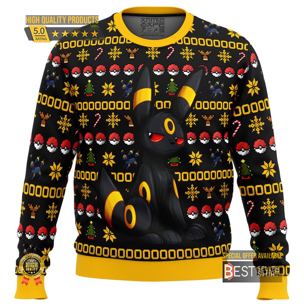 Pokemon Ugly Christmas Sweatshirt Umbreon Espeon Ugly Sweater Eevee Evolution Japanese Anime Ugly Sweater 1