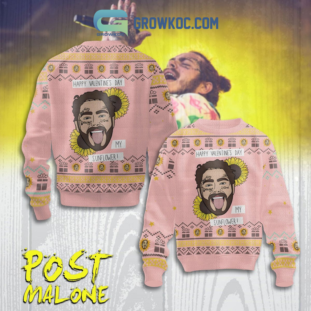 Post Malone Happy Valentine Ugly Sweater2B1 8XWIK