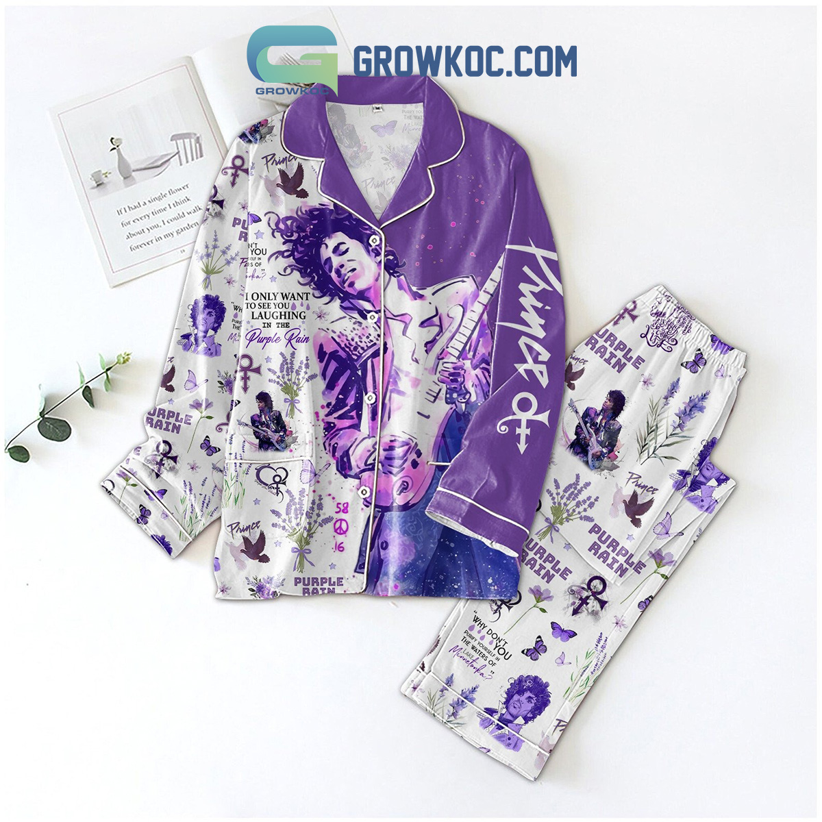 Prince Of Purple I Only Want To See You Laughing In The Purple Rain Pajamas Set2B1 SgTef