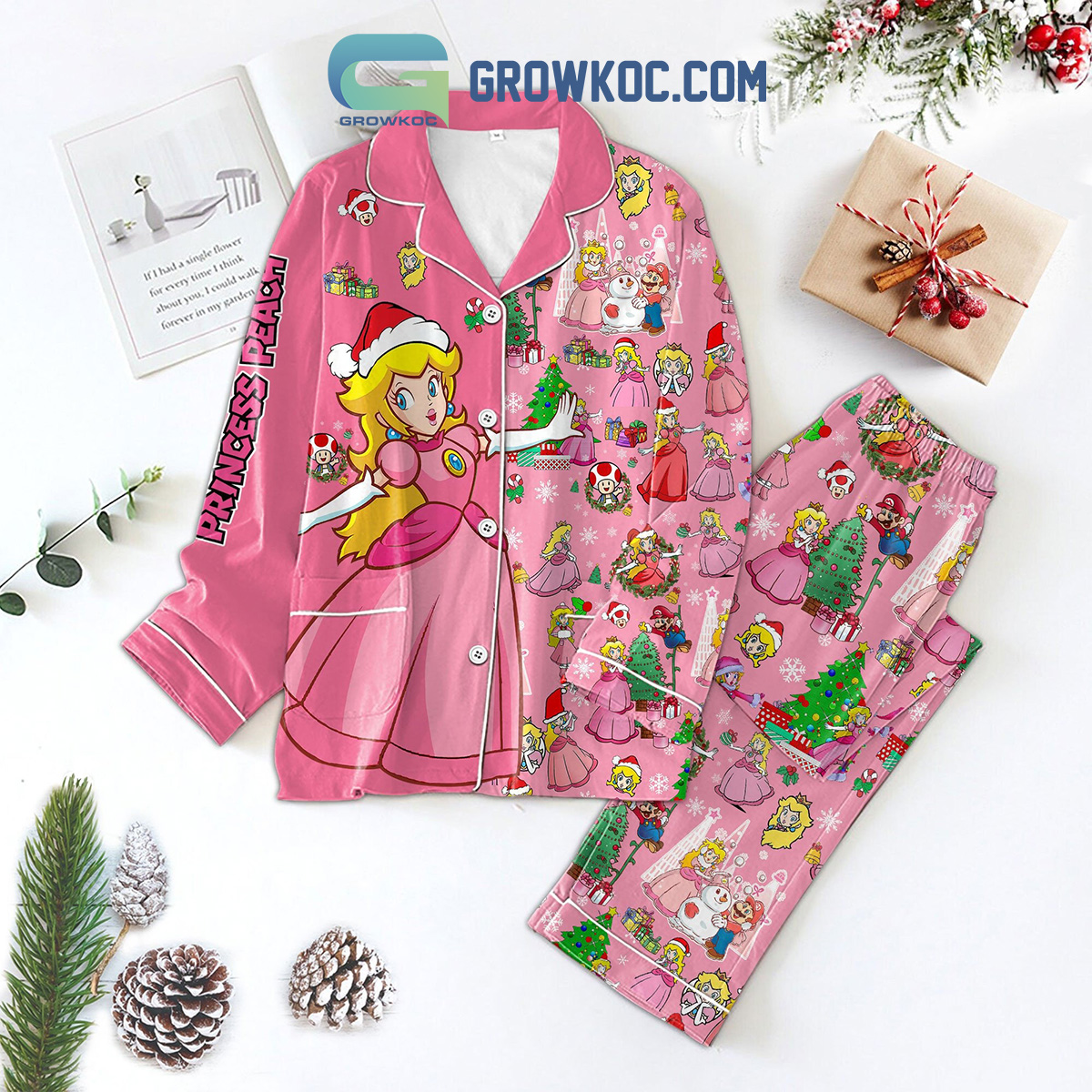 Princess Peach Merry Christmas Pajamas set2B1 qkj5X