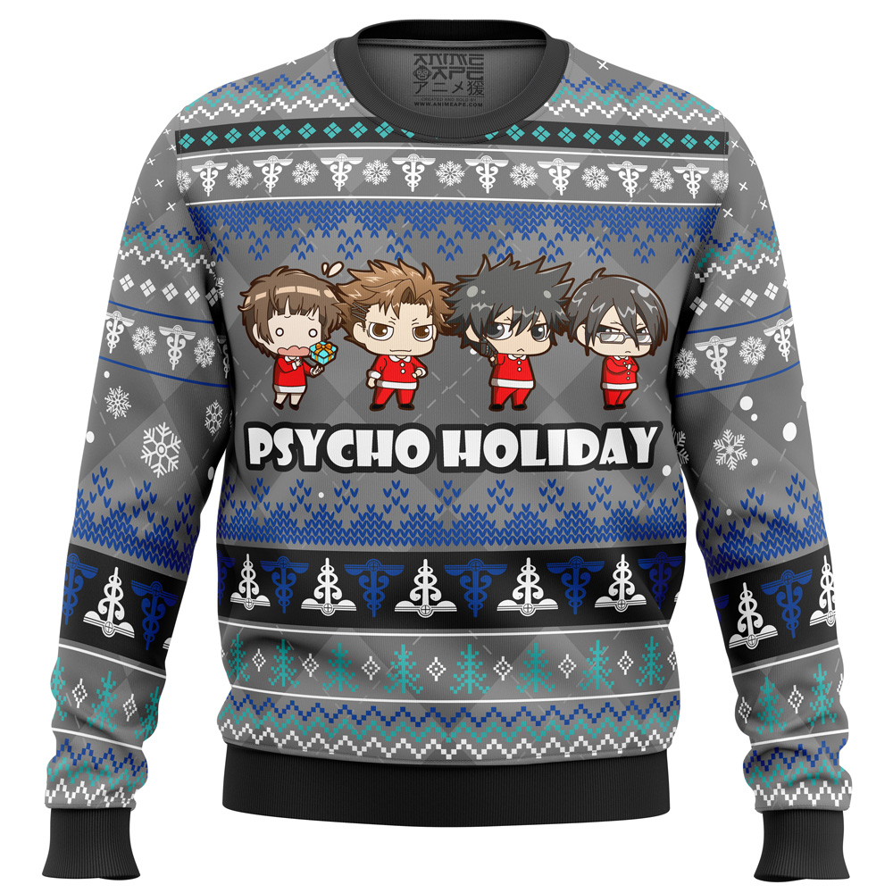 Psycho Holiday Psycho Pass Ugly Christmas Sweater FRONT mockup