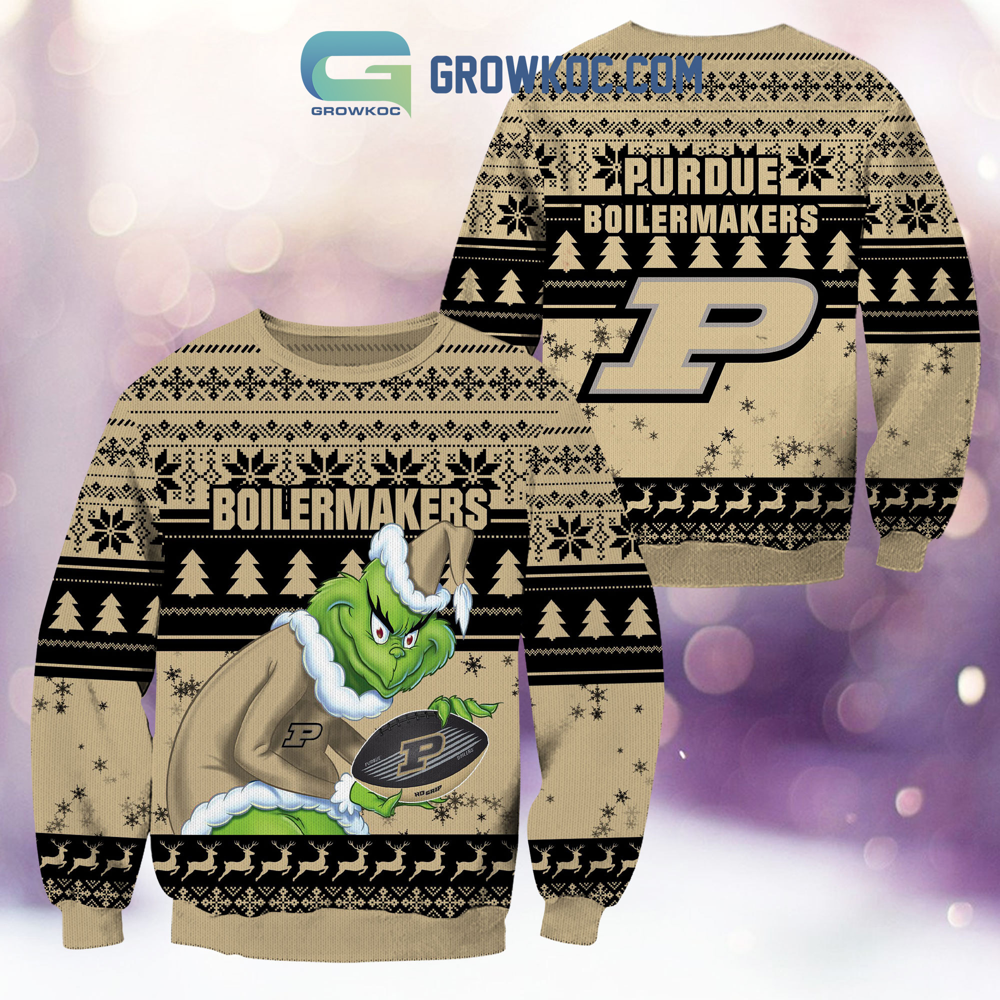 Purdue Boilermakers Grinch NCAA Christmas Ugly Sweater2B1 MfHwC