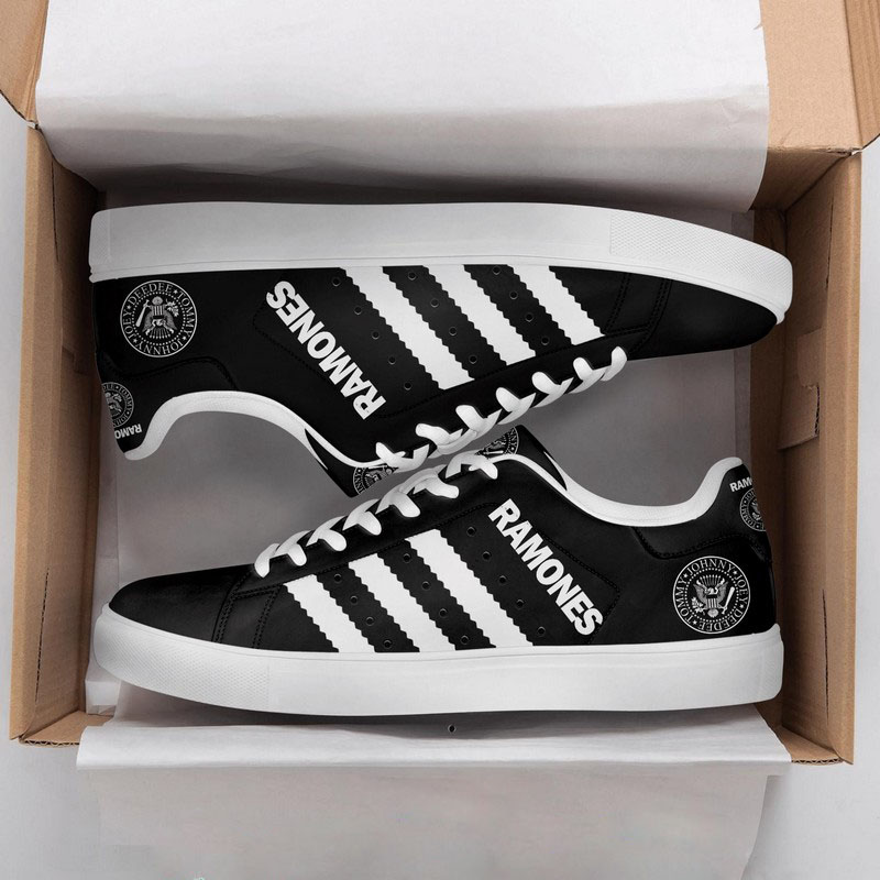 Ramones Black White Adidas Stan Smith Low Top Shoes