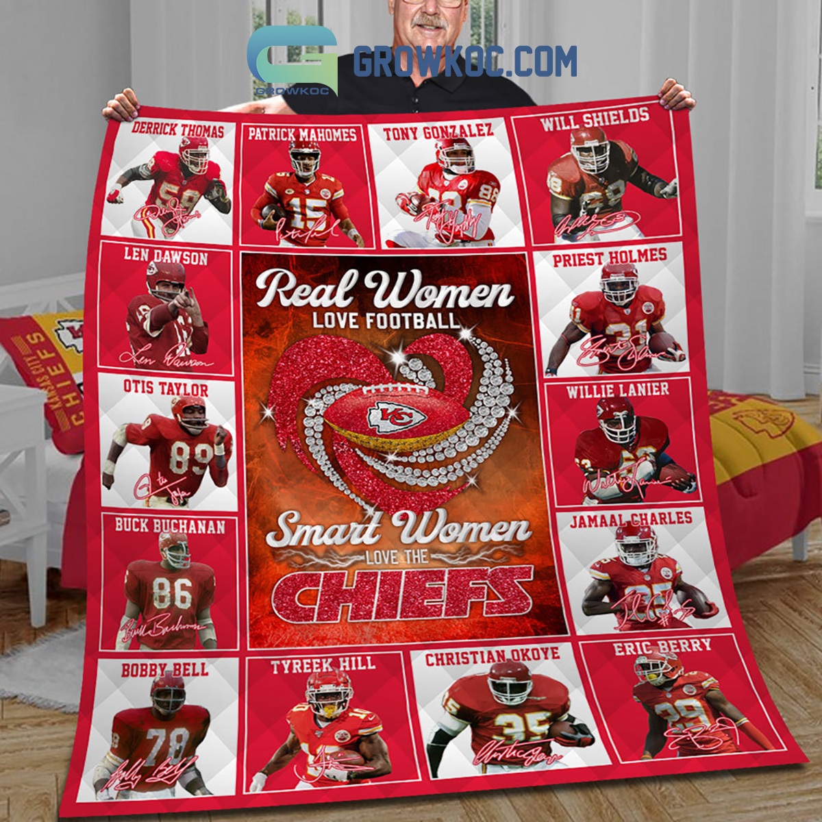 Real Women Love Football Smart Women Love The Chiefs Fleece Blanket Quilt2B1 Vc9AU