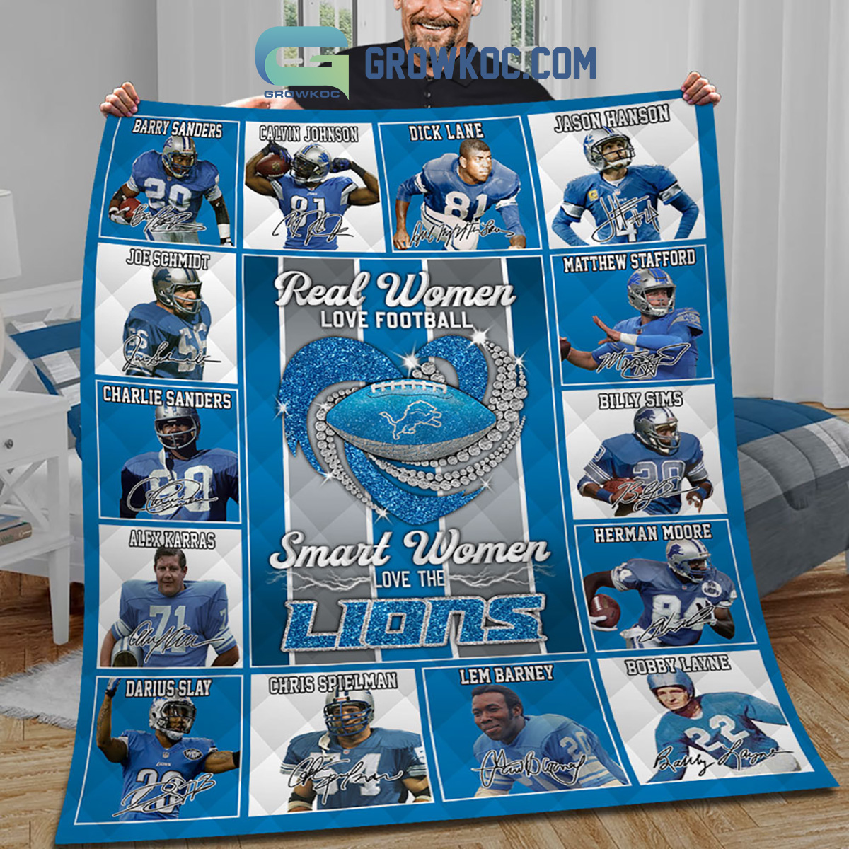 Real Women Love Football Smart Women Love The Lions Fleece Blanket Quilt2B1 e3cNI