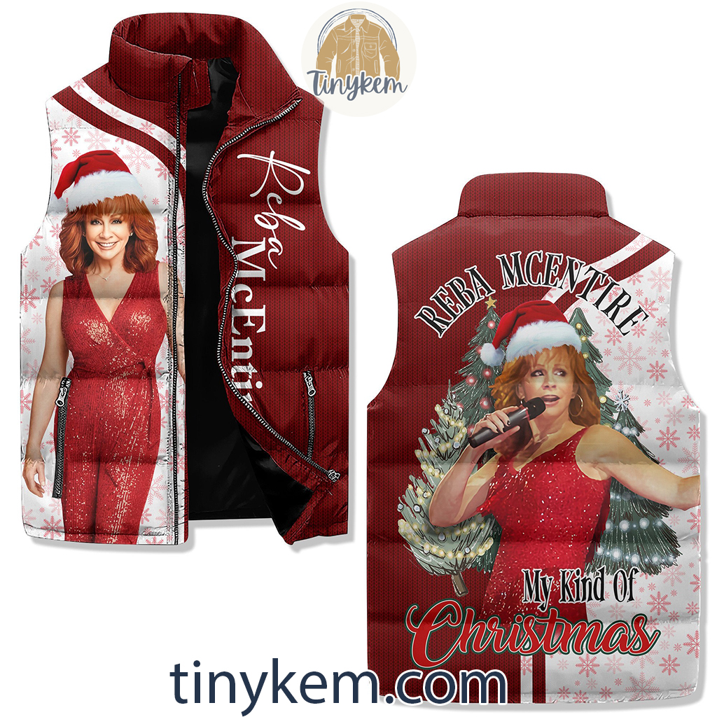 Reba McEntire Merry Christmas Puffer Sleeveless Jacket2B1 49DRt