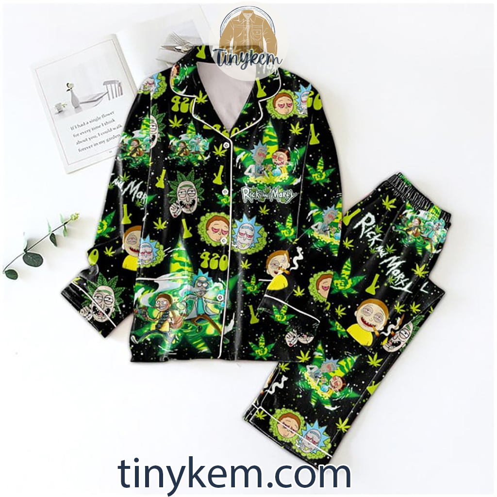 Rick And Morty Funny Weed Pajamas Set2B1 6LC3f