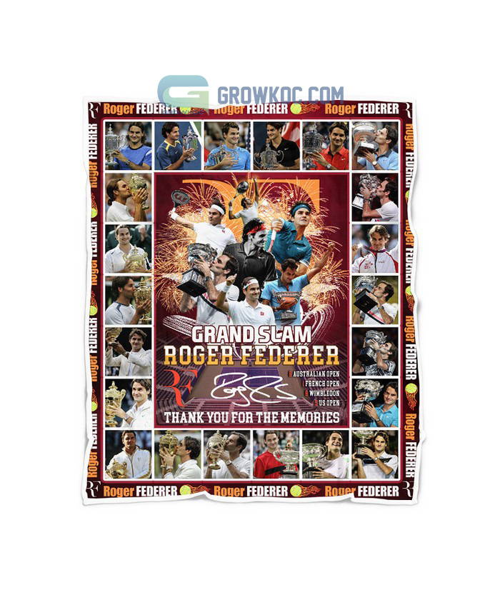 Roger Federer Grand Slam Thank You For The Memories Fleece Blanket Quilt