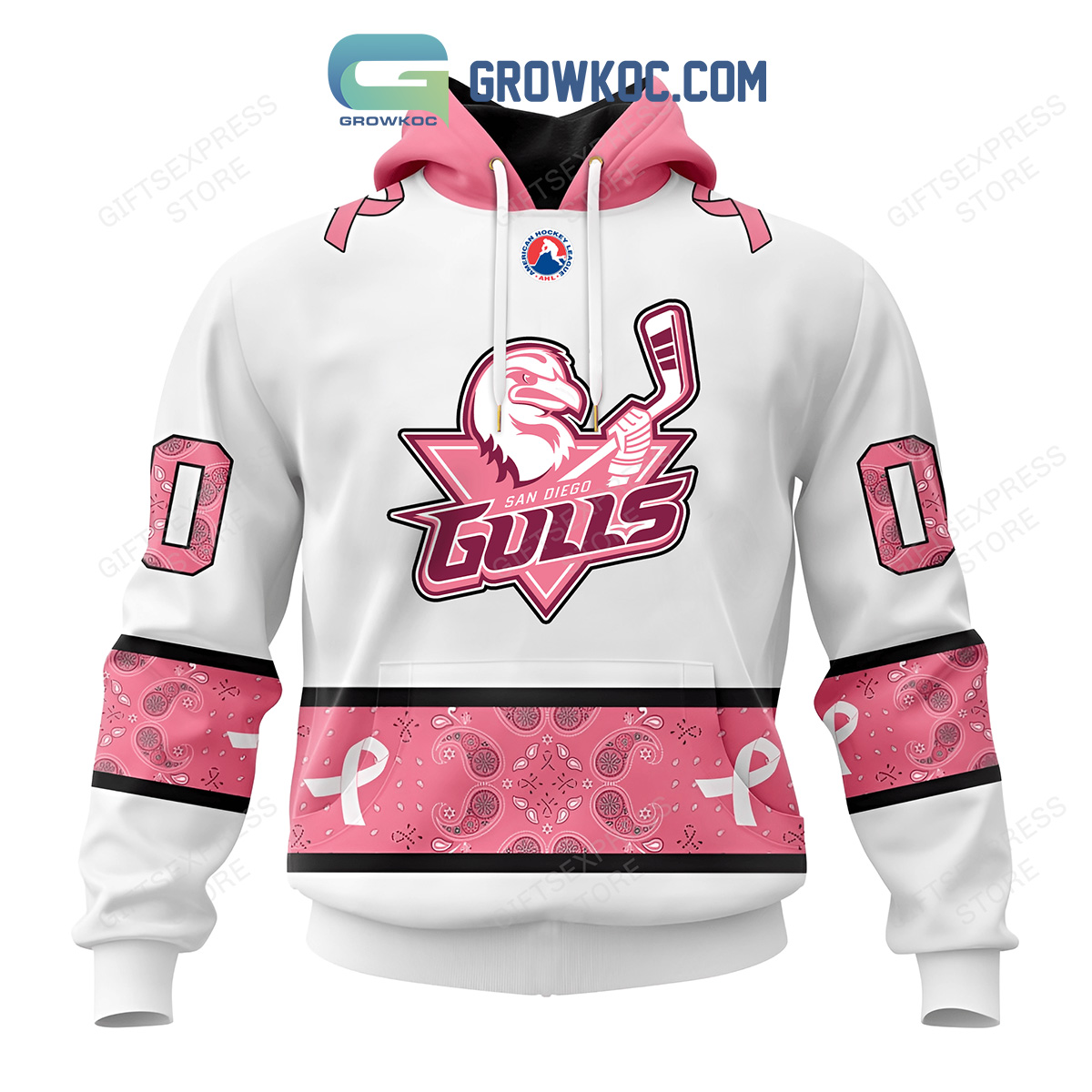 San Diego Gulls Breast Cancer Personalized Hoodie Shirts2B1 aUOgp