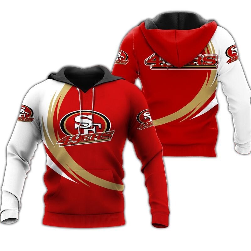 San Francisco 49Ers Curve Graphic All Over Print Hoodie Gifts For Fans 0