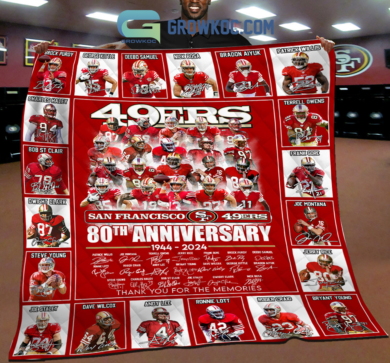 San Francisco 49ers 80th Anniversary Fleece Blanket Quilt2B1 Jr9Fy