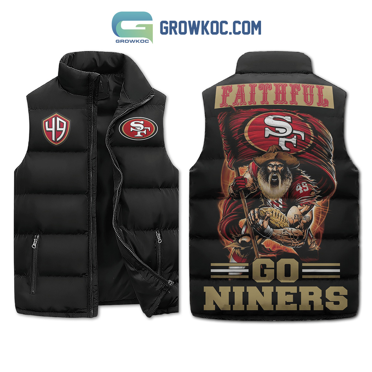 San Francisco 49ers Faithful To The Bay Go Niners Christmas Winter Sleeveless Puffer Jacket2B1 jmRPe