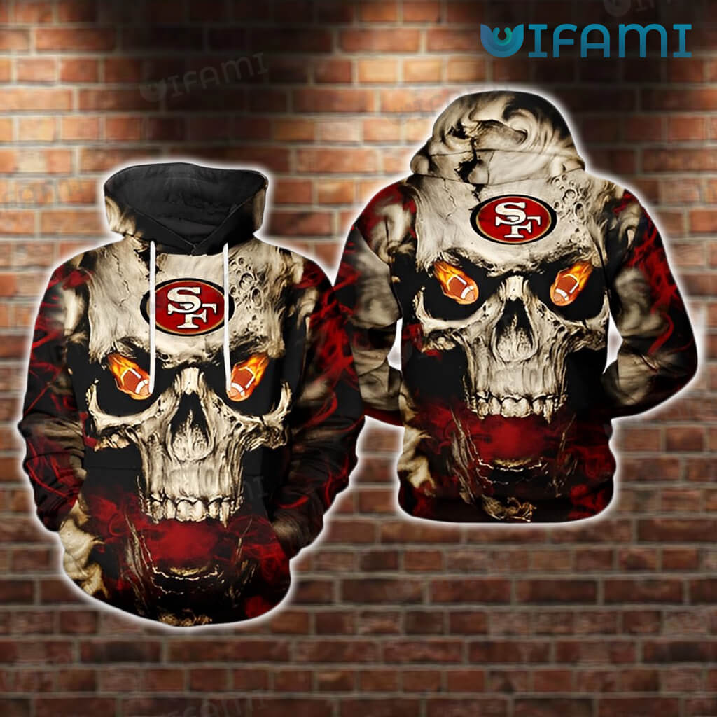 San Francisco 49ers Fire Eyes All Over Print Hoodie with Skull 0