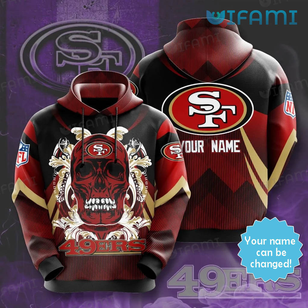 San Francisco 49ers Skull All Over Print Hoodie with Custom Name 0