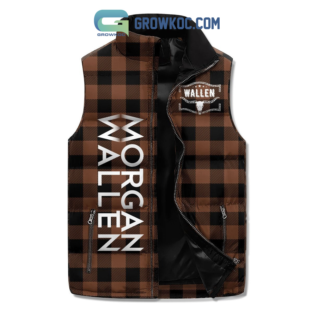 Santa Send Me Wallen Brown Edition All I Want For Christmas Is Morgan Wallen Sleeveless Puffer Jacket2B1 6dpoj