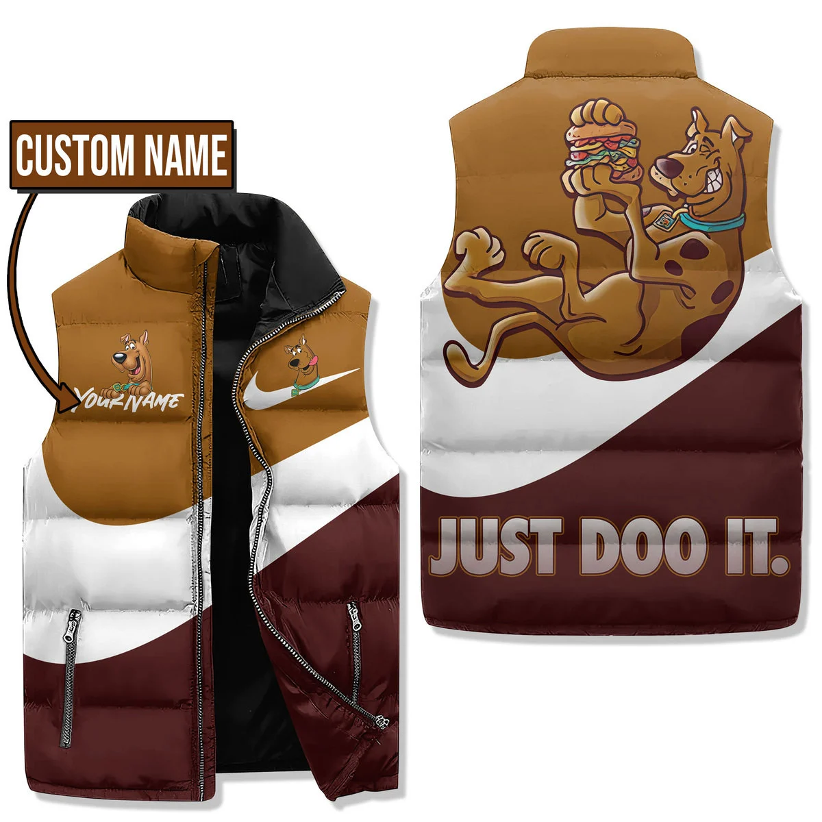 Scooby Doo Customized Puffer Sleeveless Jacket Just Doo It2B1 4YcCY