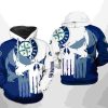 Seattle Mariners MLB Team Skull Zip Up Hoodie 0