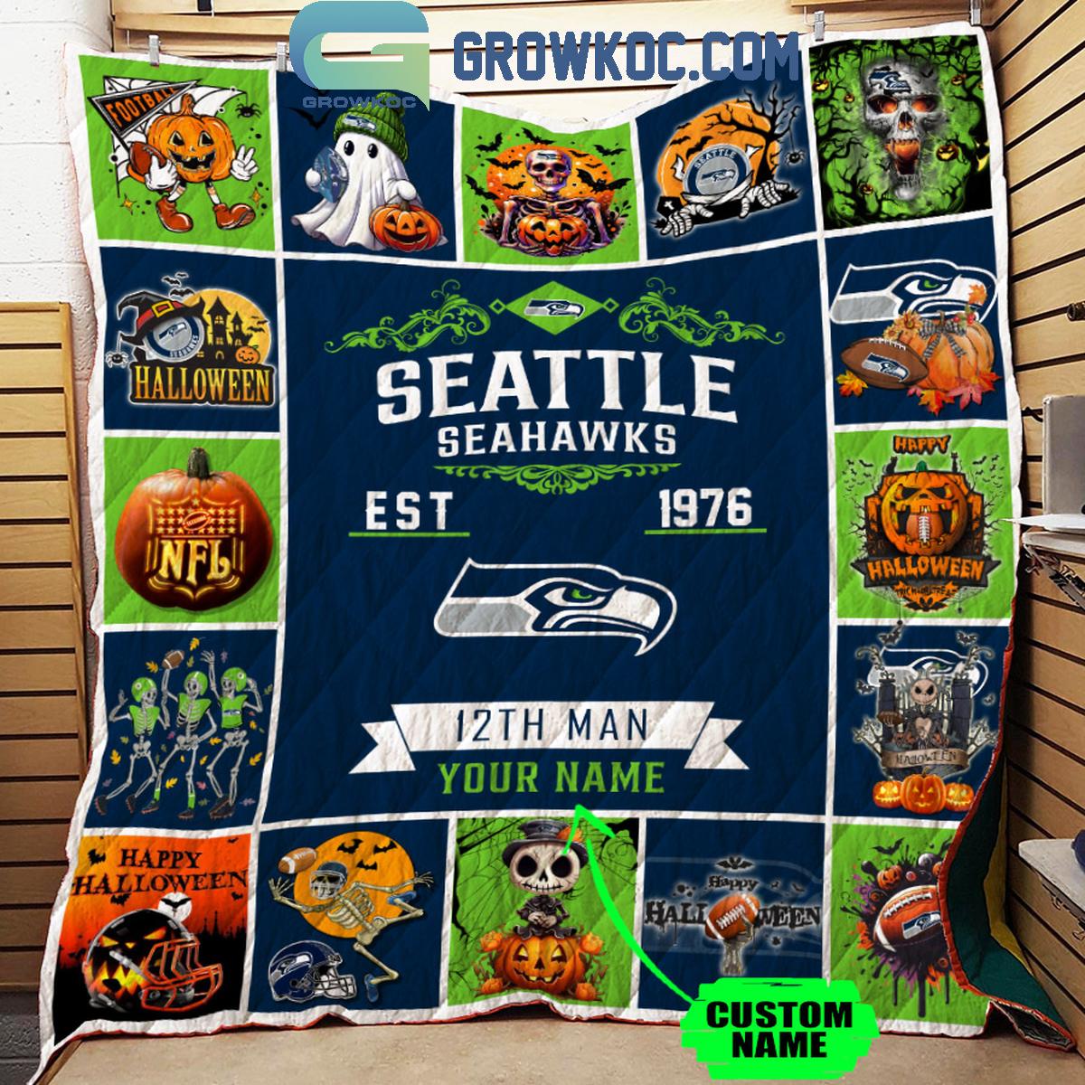 Seattle Seahawks 12th Man Est. 1976 Personalized Fleece Blanket Quilt 1 kNhuL