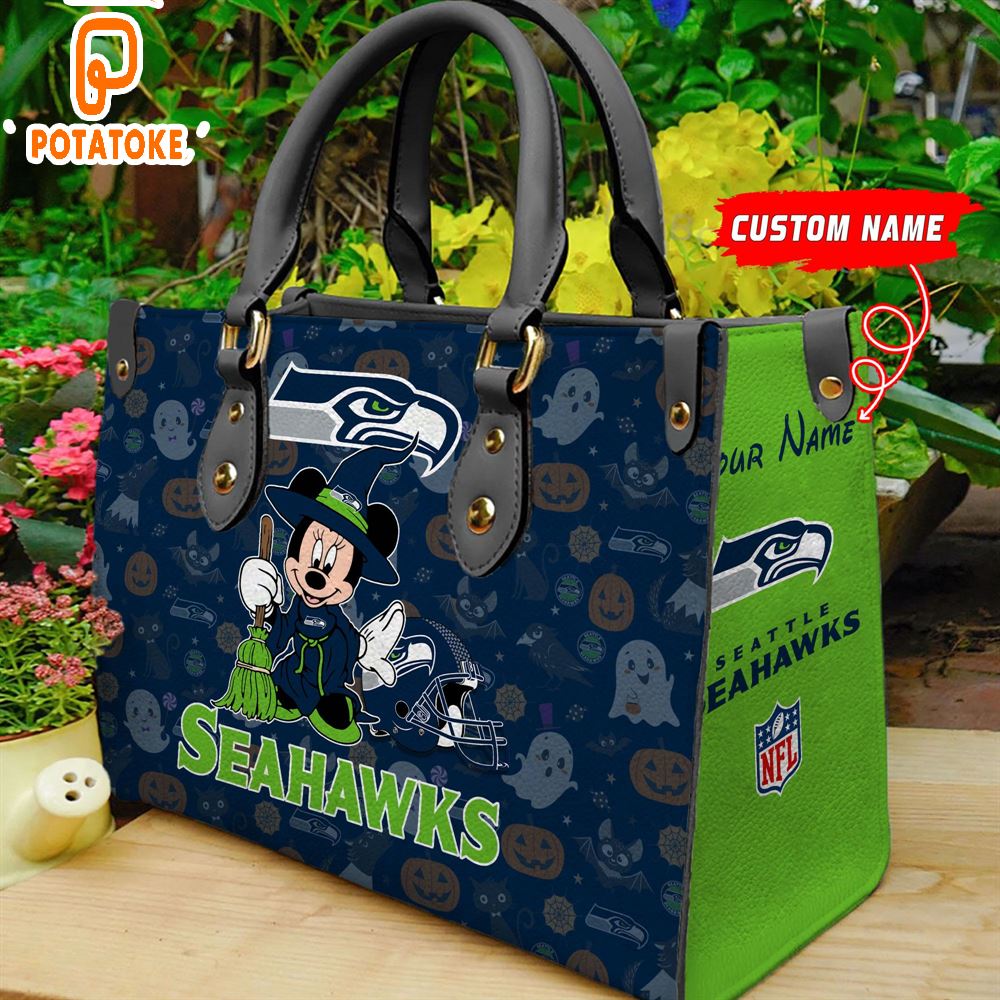 Seattle Seahawks NFL Minnie Halloween Women Leather Hand Bag