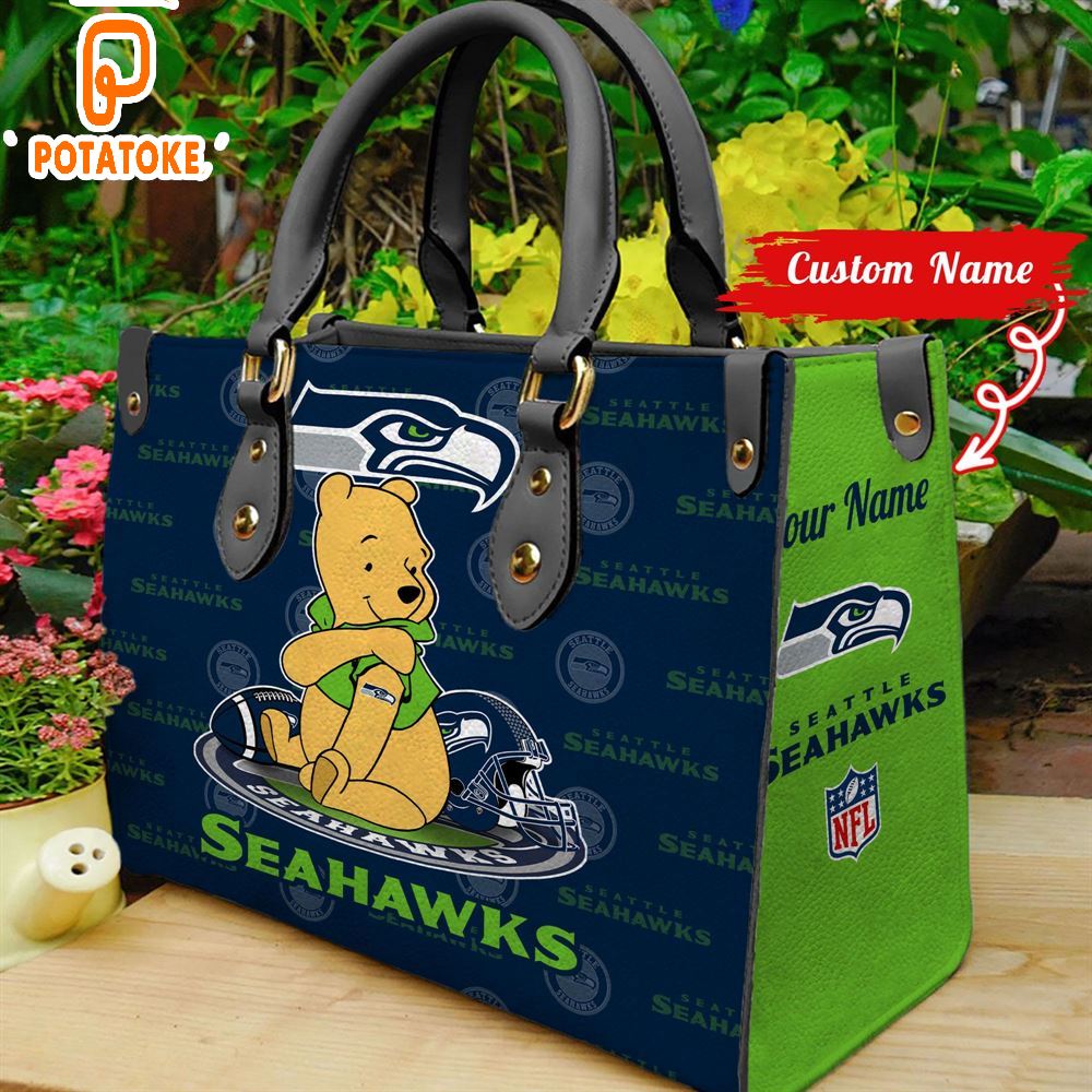 Seattle Seahawks Pooh Bear Women Leather Hand Bag