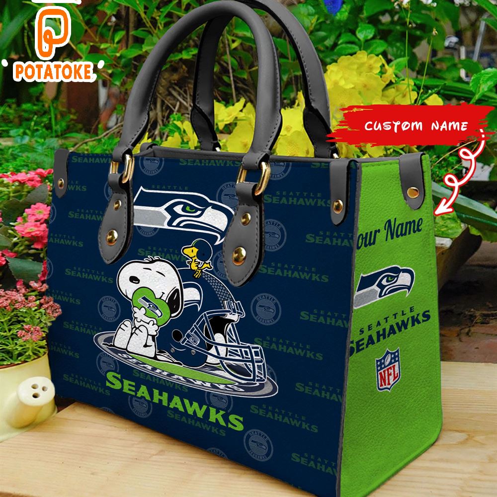 Seattle Seahawks Snoopy Women Leather Hand Bag