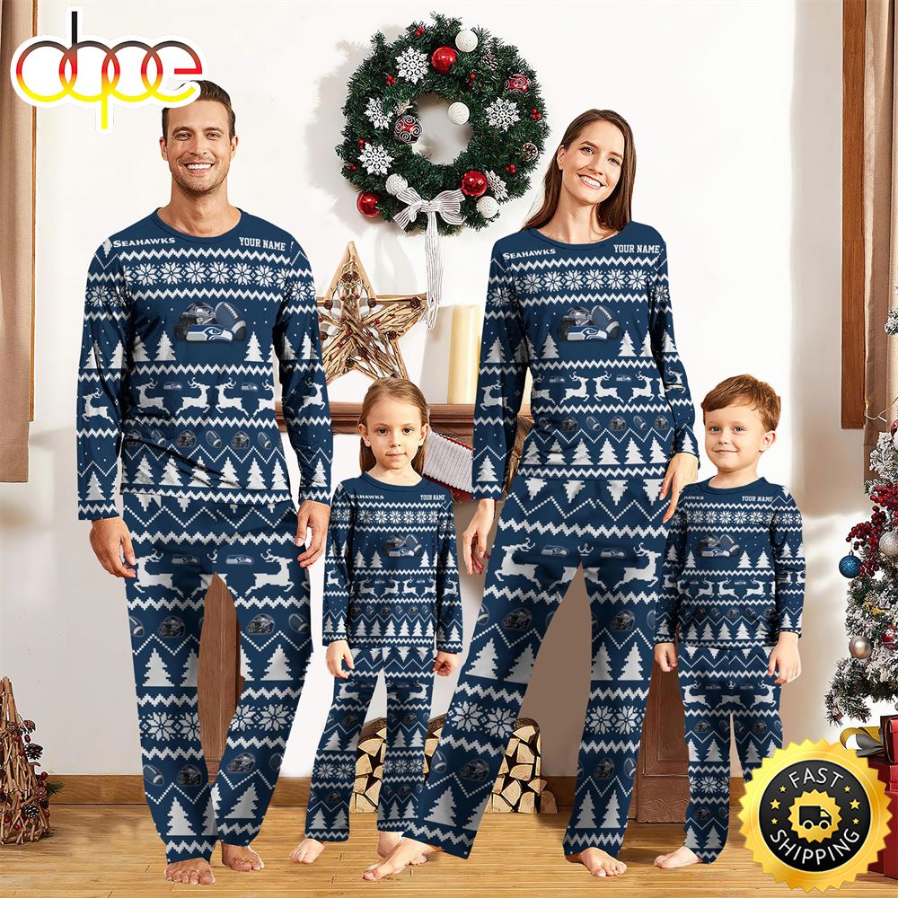 Seattle Seahawks Christmas NFL Custom Family Pajamas llzeew