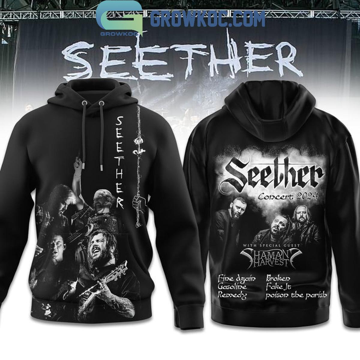 Seether Concert 2024 With Special Guest Shaman Harvest Hoodie T Shirt 1 tOpOl