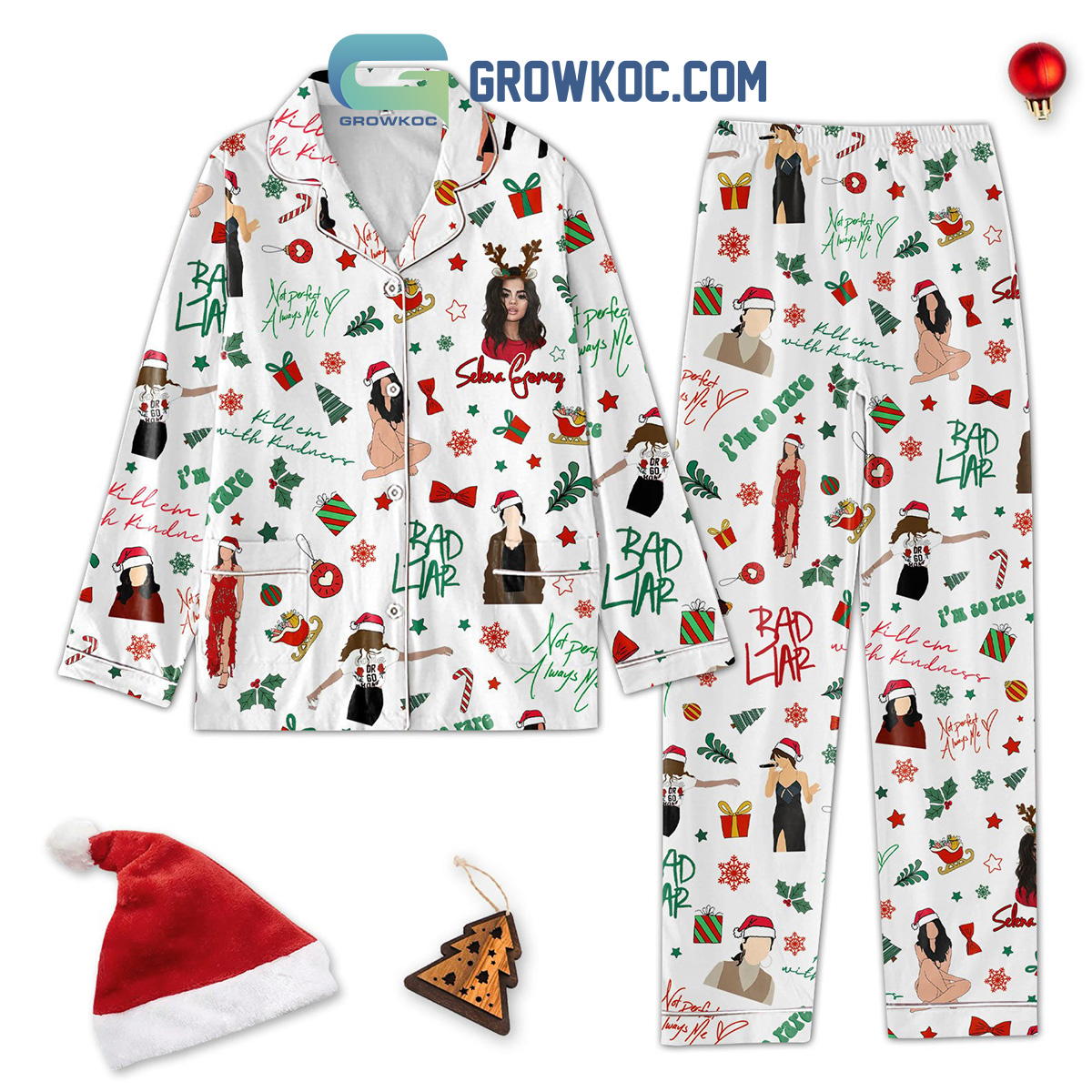 Selena Gomez Bad Liar I Am So Rare Not Perfect Always Me Christmas Silk Pajamas Set2B1 Pkmld