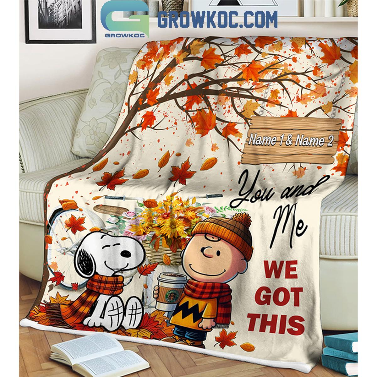 Snoopy Charlie Brown You And Me We Got This Personalized Fleece Blanket Quilt 1 6J2dg