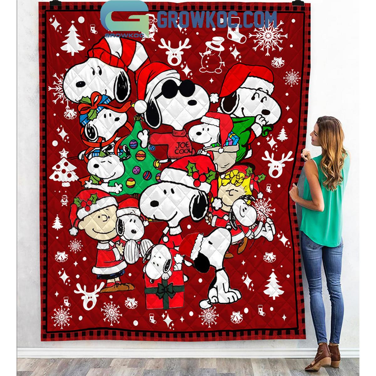 Snoopy Joe Cool Festive Christmas Fleece Blanket Quilt 1 V5Nin