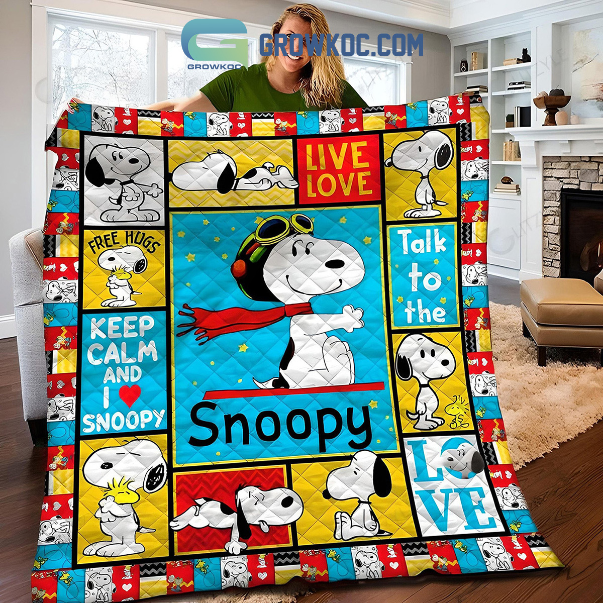 Snoopy Keep Calm And Love Snoopy Christmas Fleece Blanket Quilt2B1 h0R4j