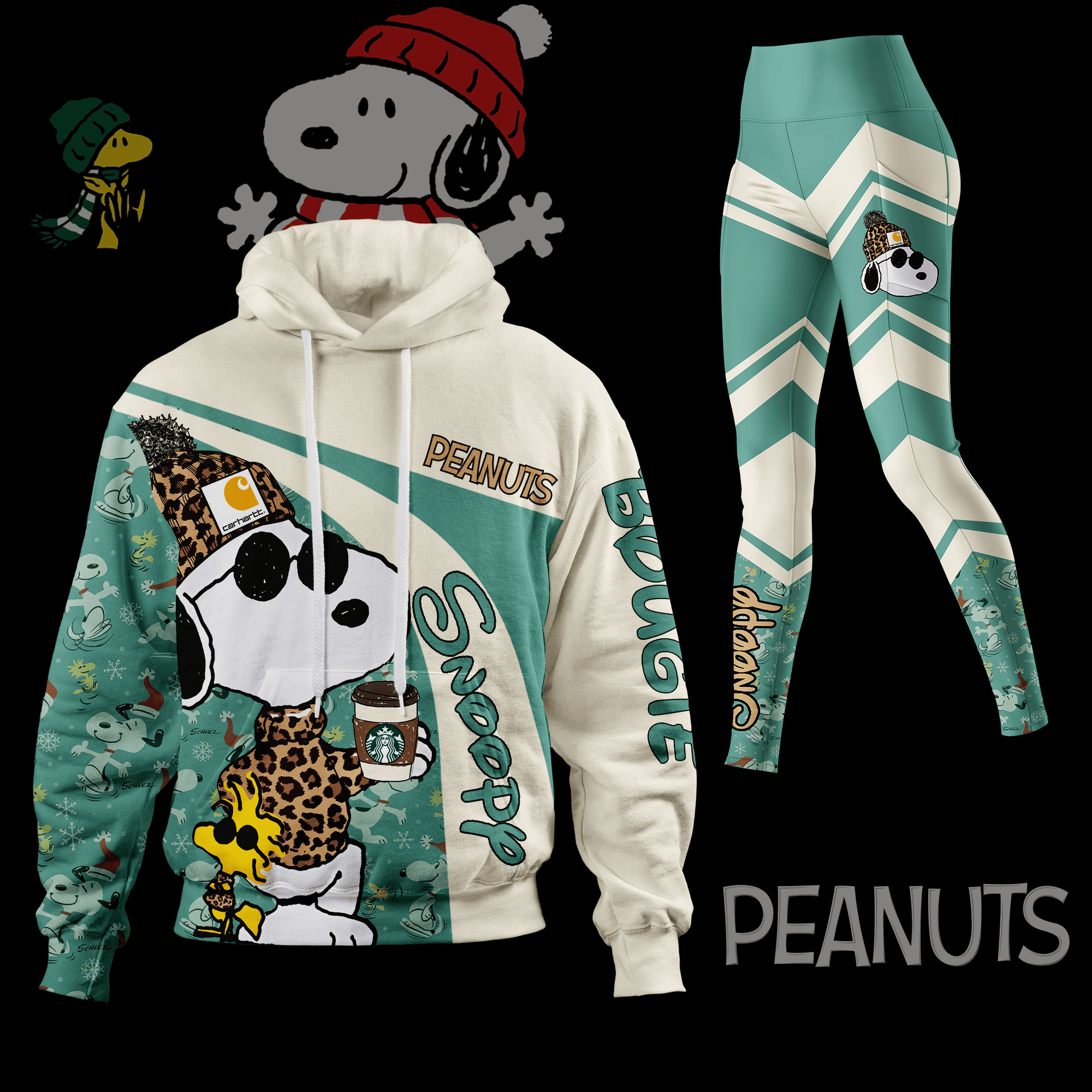 Snoopy Peanuts Drink Coffee Hoodie Leggings Set2B1 ZoZLE