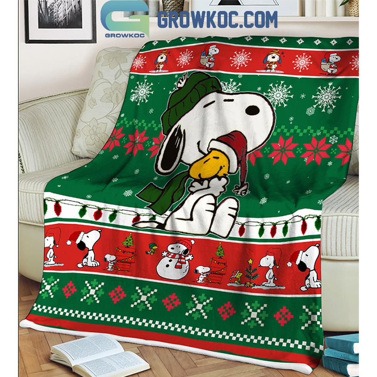 Snoopy Peanuts Greeting Christmas 2024 Fleece Blanket Quilt 1 W0Gin