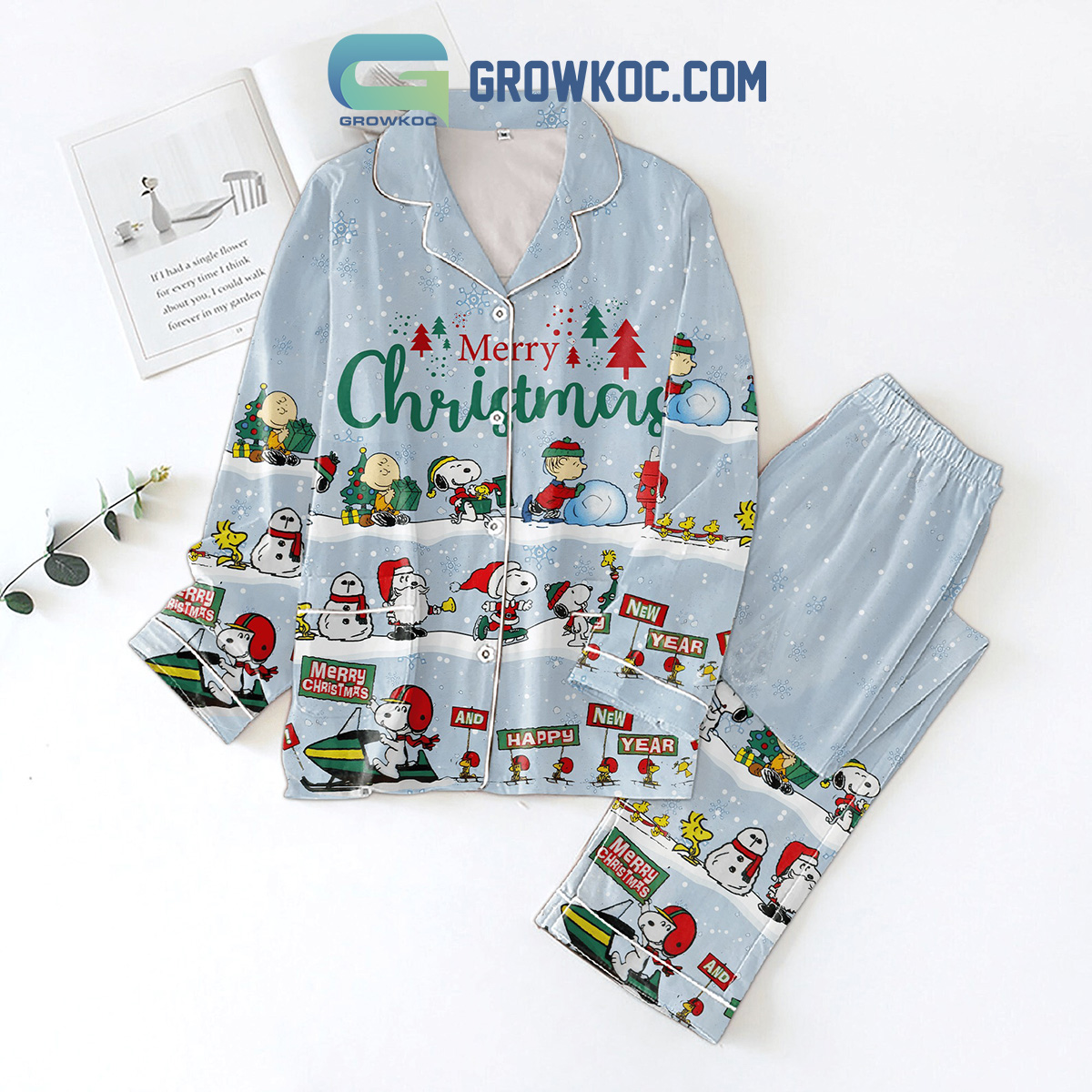 Snoopy Peanuts Merry Christmas And Happy New Year Pajamas Set2B1 EAldU