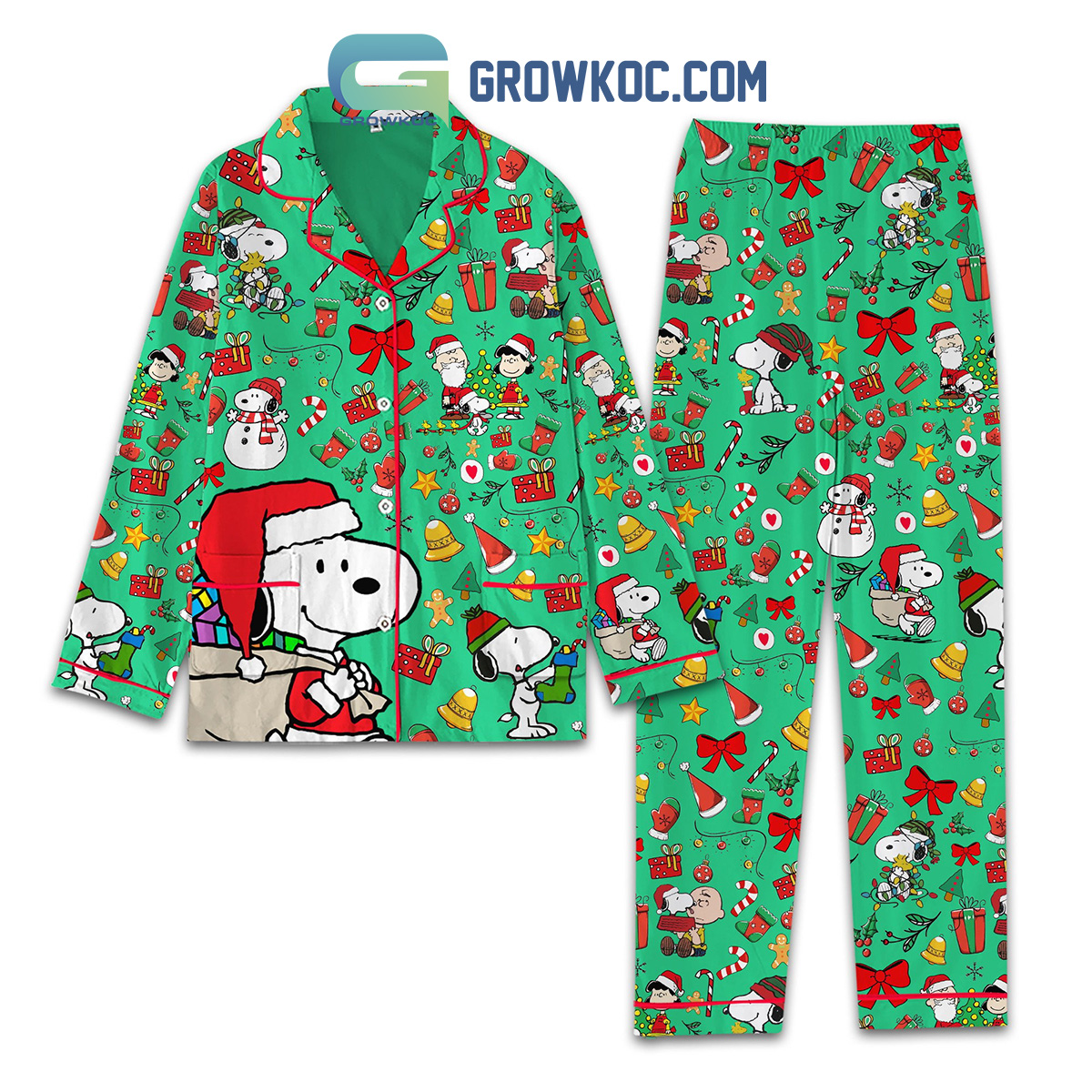 Snoopy Peanuts Merry Christmas Pajamas Set2B1 RIVzg