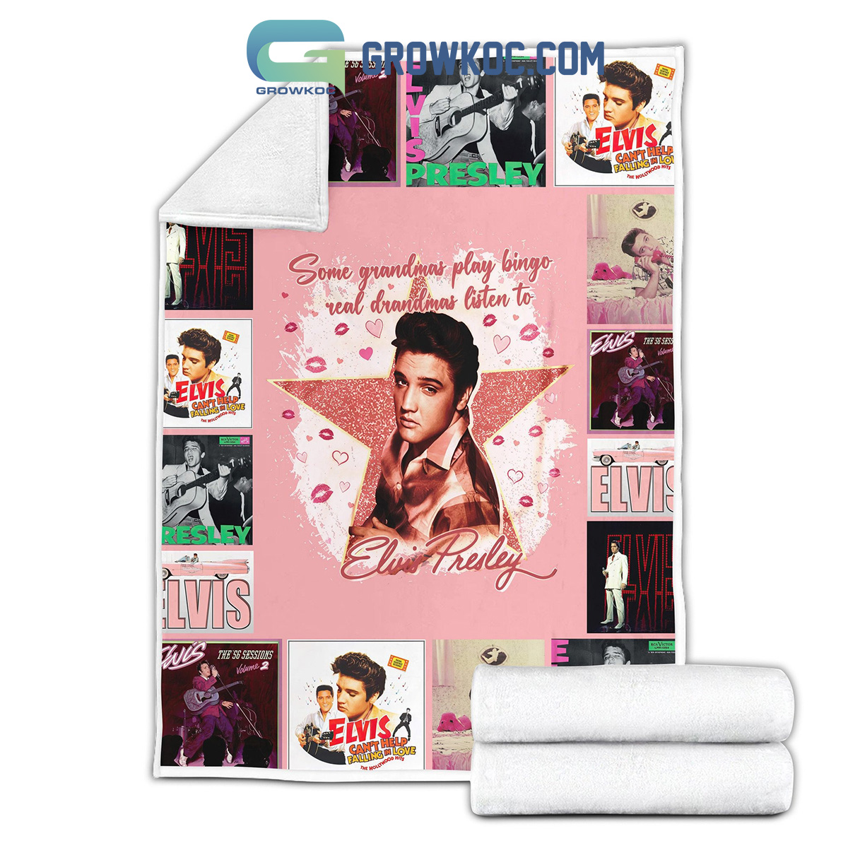 Some Grandmas Play Bingo Real Grandmas Listen To Elvis Presley Fleece Blanket Quilt2B1 ULnsu