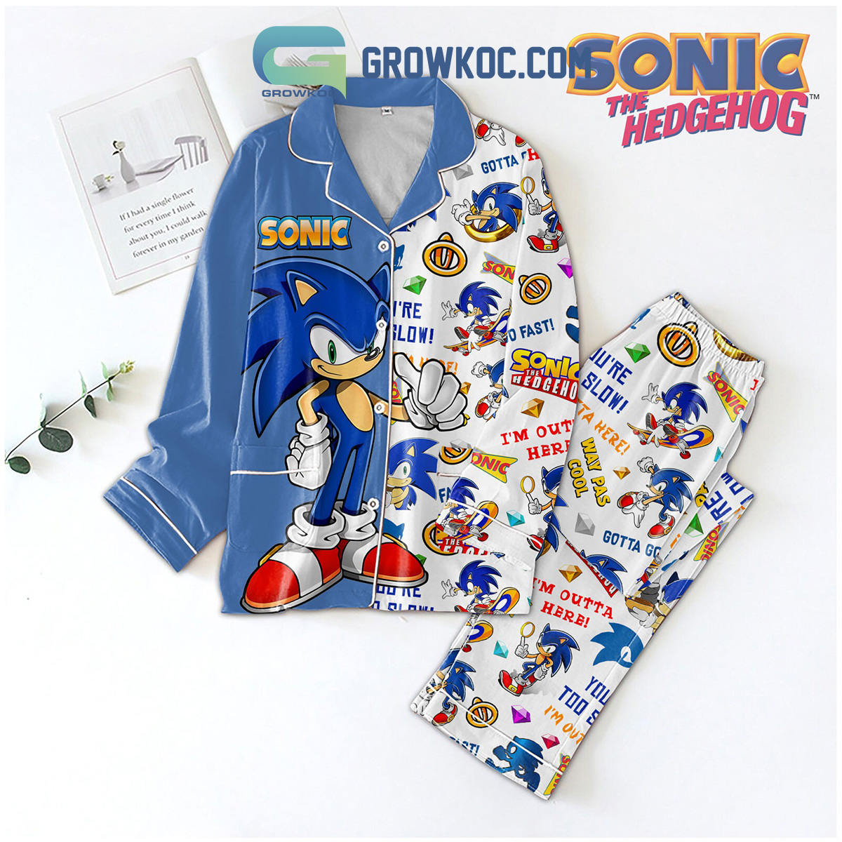 Sonic The Hedgehog Gotta Go Polyester Pajamas Set2B1 VsTP8