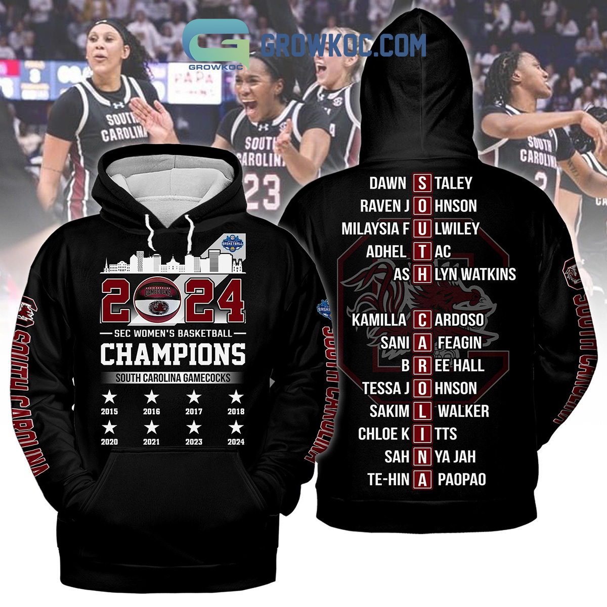 South Carolina Gamecocks 2024 SEC Champions Back2back Hoodie Shirts Black Version2B1 qwamF