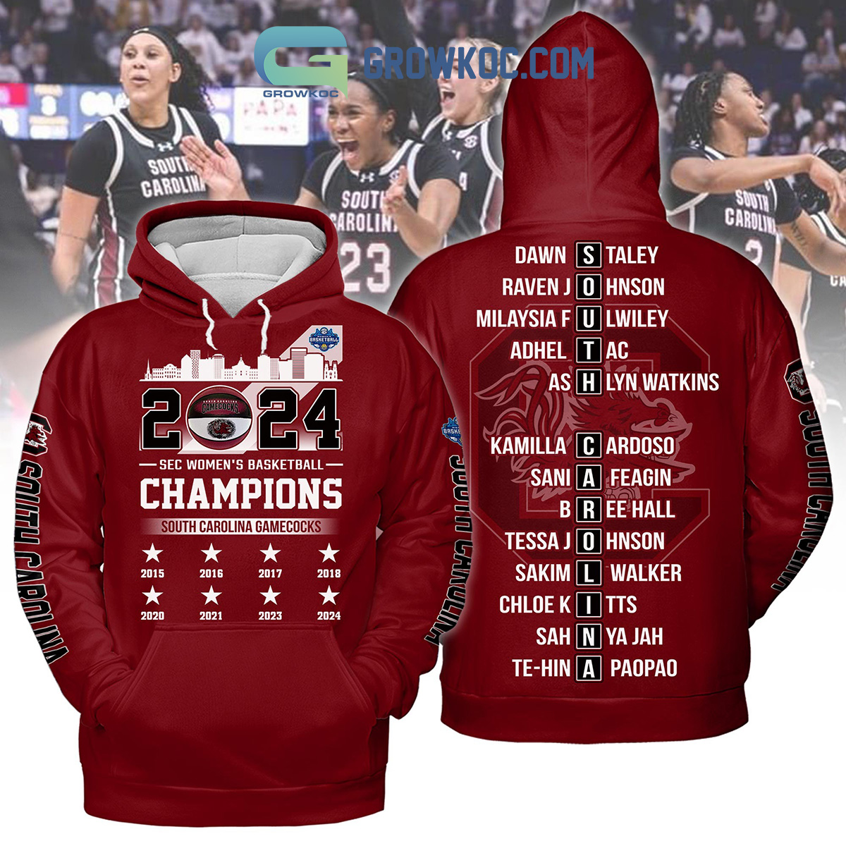 South Carolina Gamecocks 2024 SEC Champions Back2back Red Design Hoodie Shirts2B1 7khE4