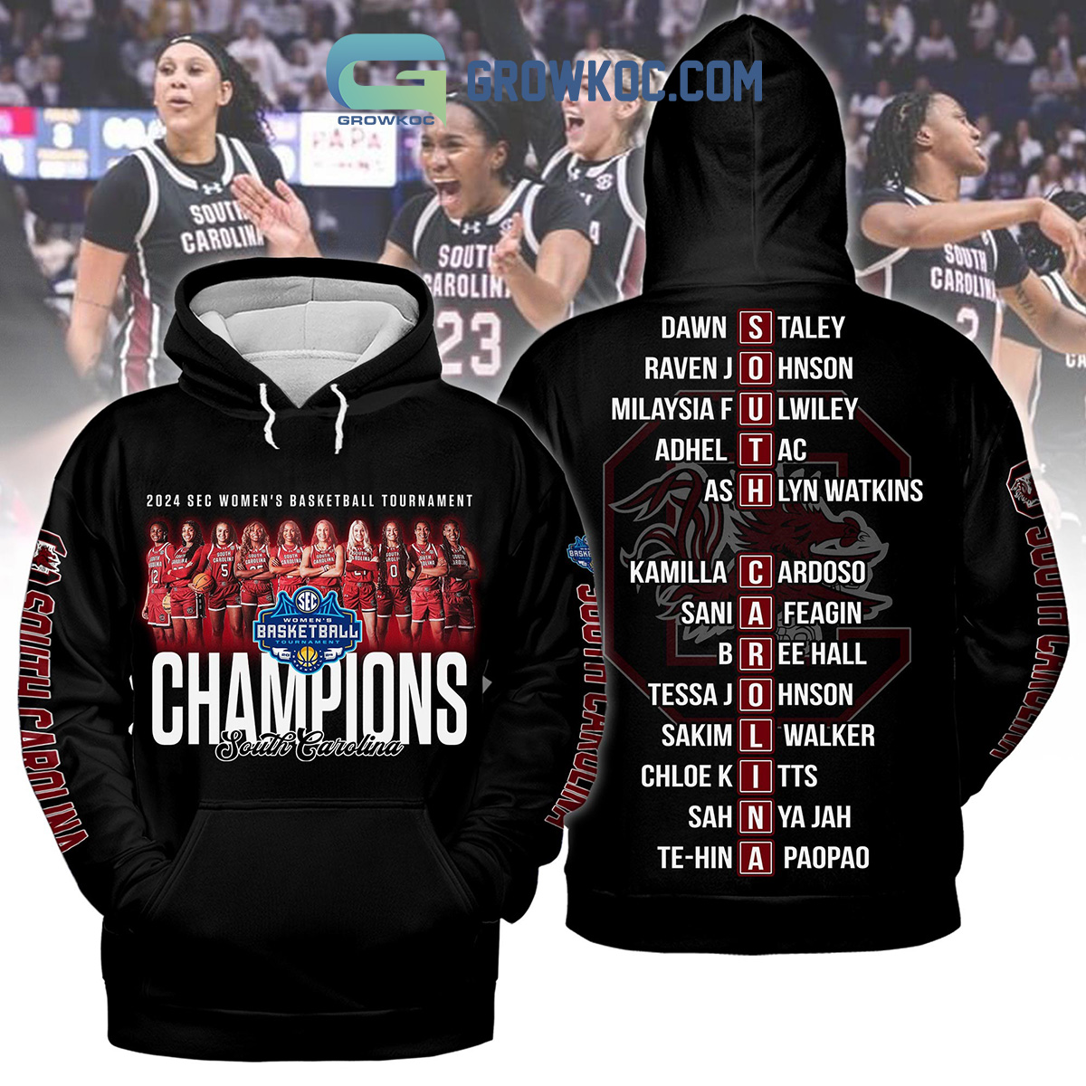 South Carolina Gamecocks 2024 SEC Womens Basketball Champions Hoodie Shirts Black Version2B1 ZdkXe