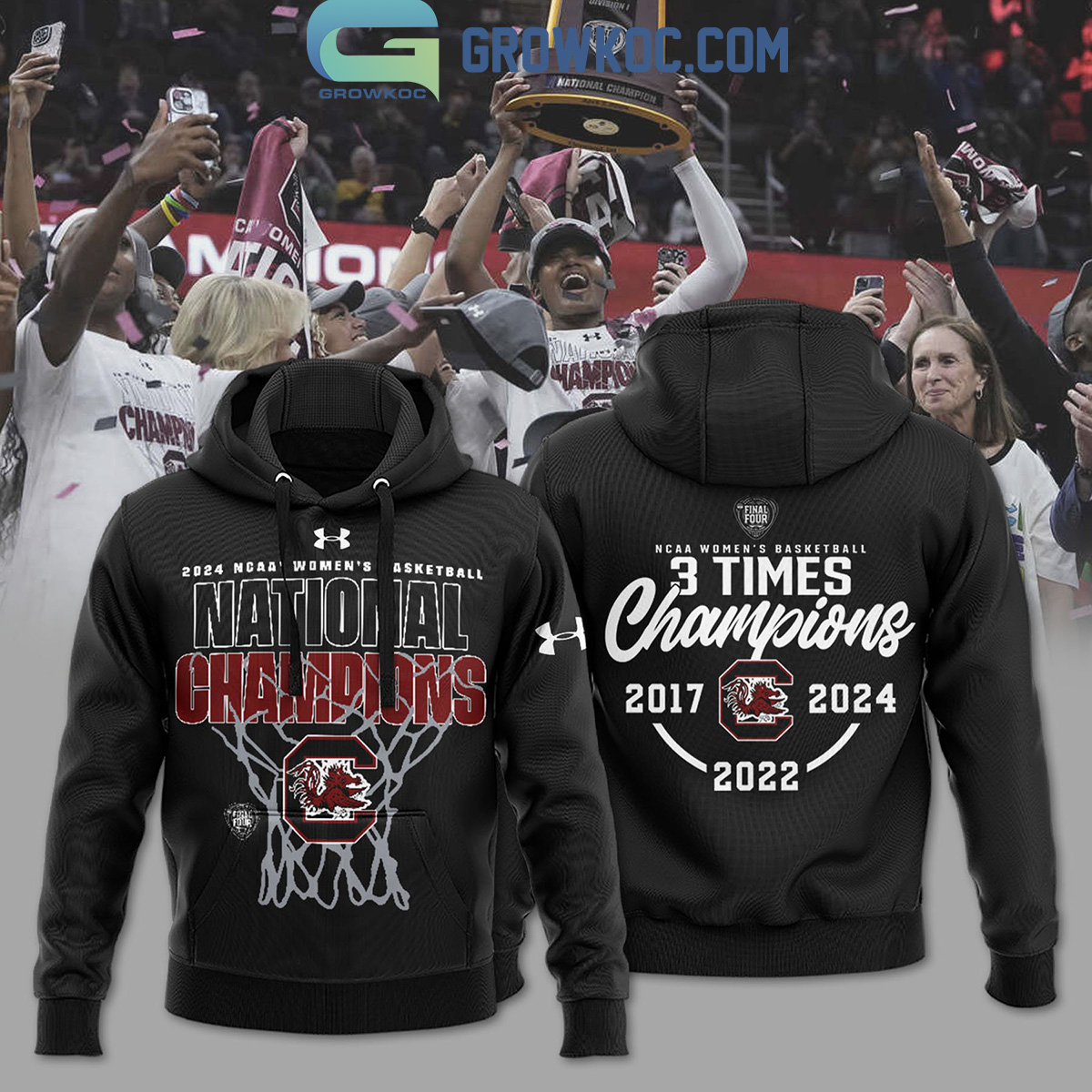 South Carolina Gamecocks NCAA Womens Basketball 3 Times Champions Black Hoodie Shirts2B1 rV1zV