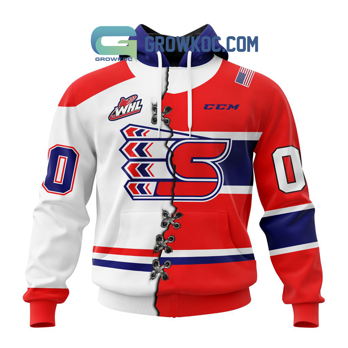 Spokane Chiefs Mix Home And Away Jersey Personalized Hoodie Shirts2B1 ezGgX