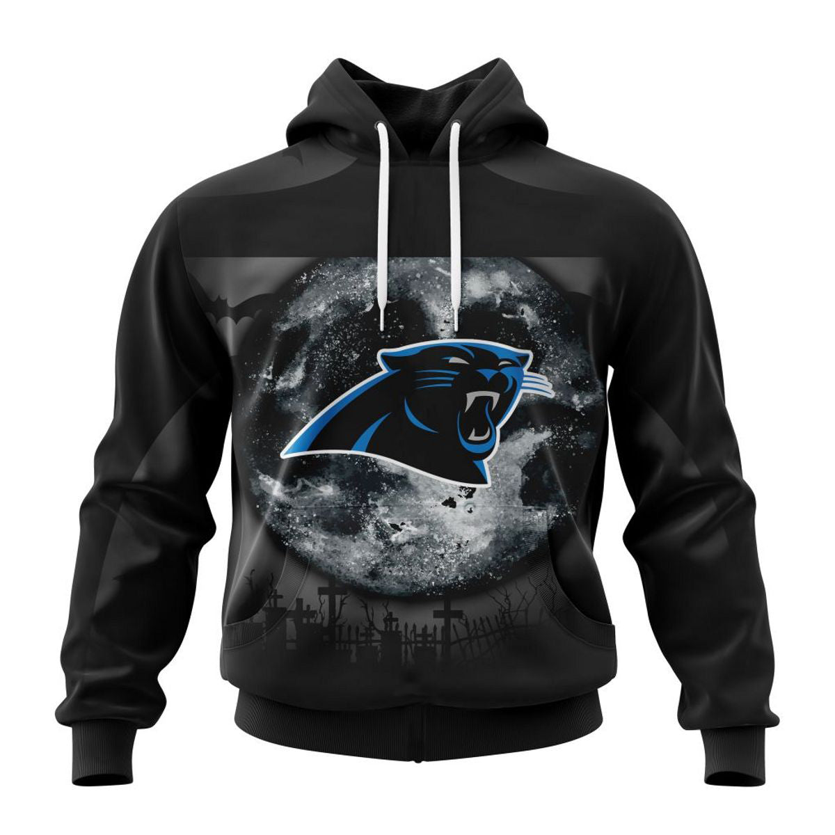 Spooky Halloween Night Carolina Panthers Hoodie With 3D Graphic Print Design 1